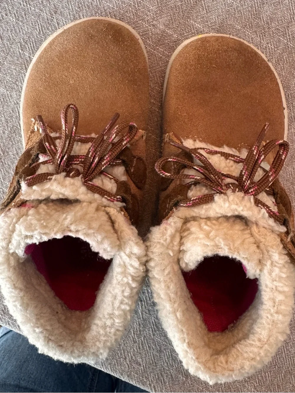 Merrell Bare Steps Kids Winter Boots US 7.5 Leather Suede Upper Faux Fur Ankle